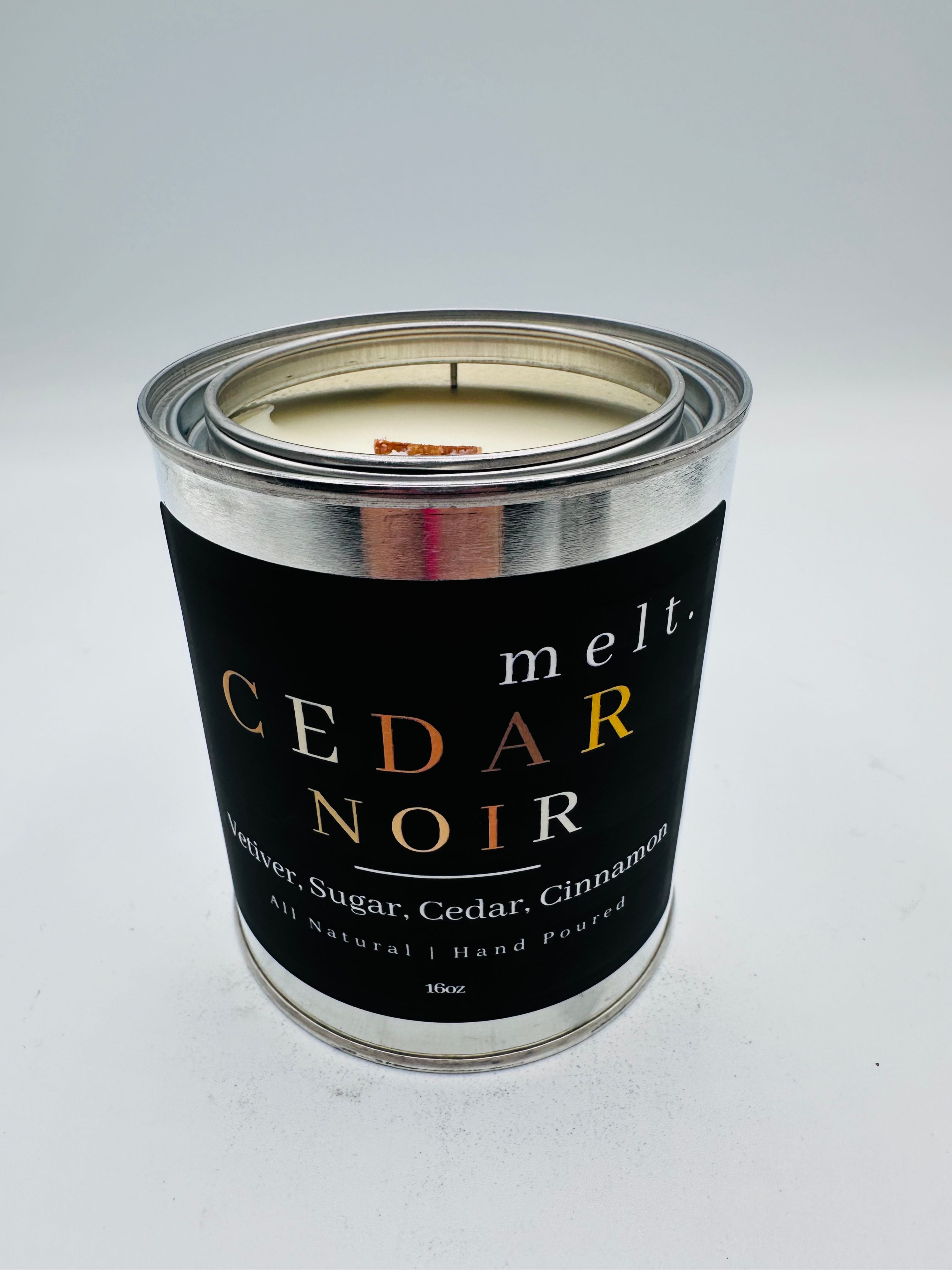 melt. cedar noir candle — vetiver, sugar, cedar, cinnamon