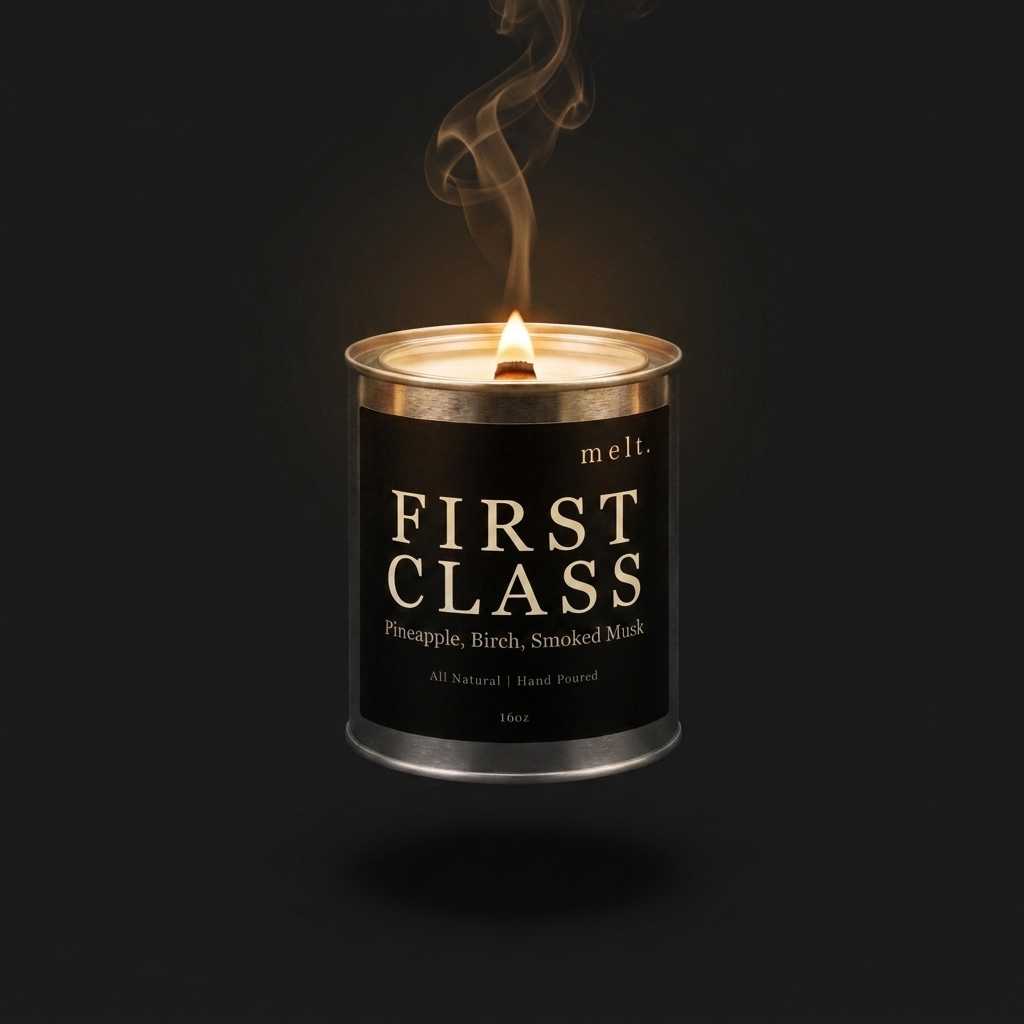 first class designer-inspired soy candle — 16oz paint can tin, matte black label