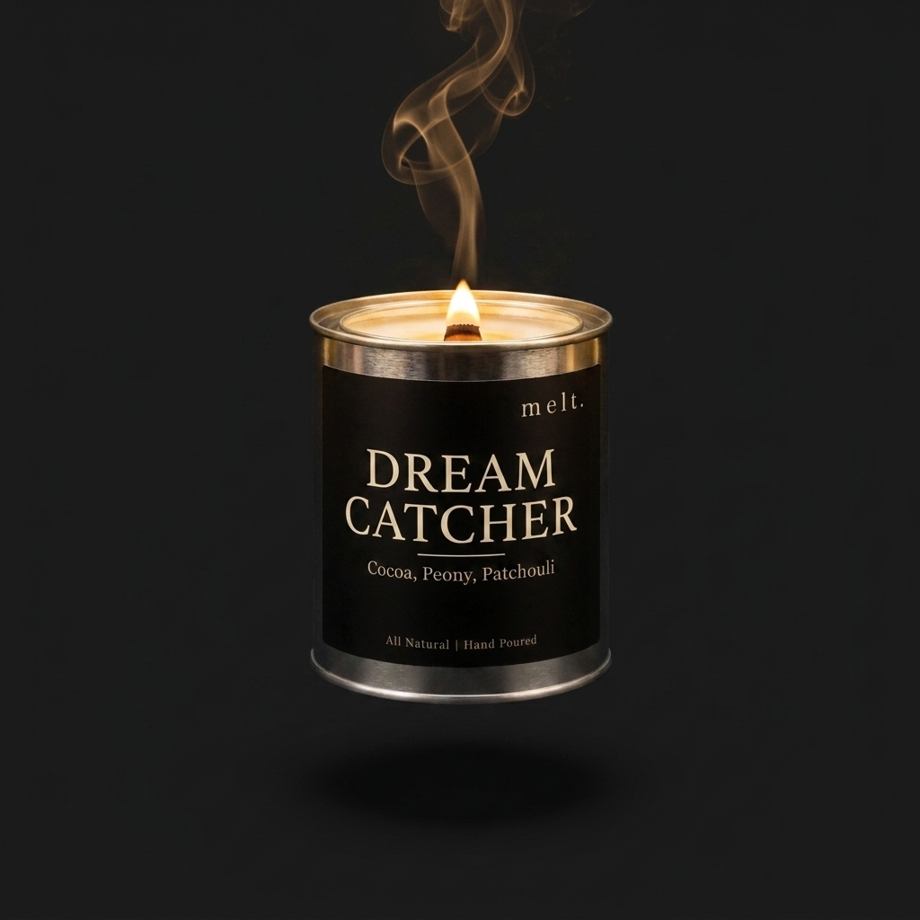 dream catcher designer-inspired soy candle — 16oz paint can tin, matte black label
