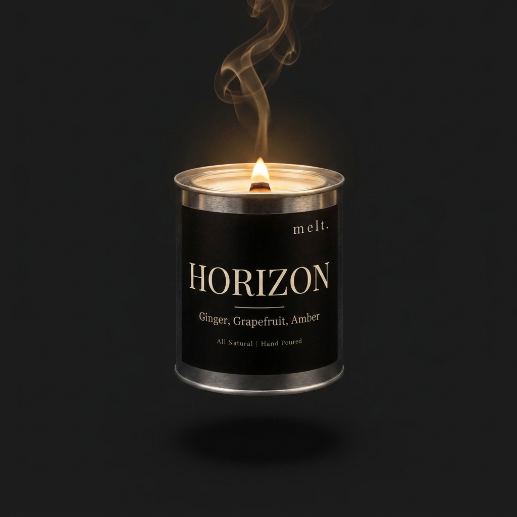 horizon designer-inspired soy candle — 16oz paint can tin, matte black label
