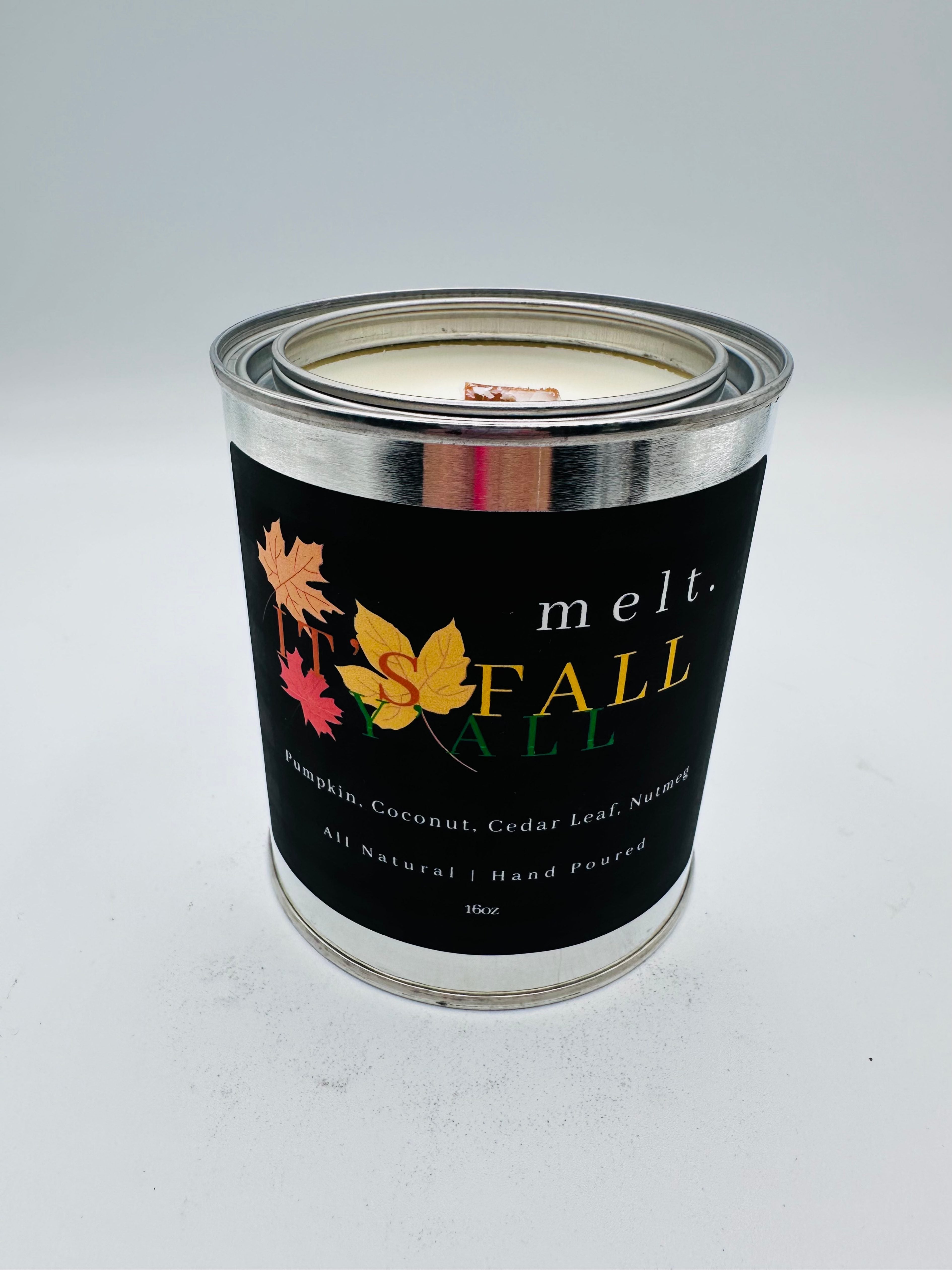 melt. it's fall y'all candle — pumpkin, coconut, cedar leaf, nutmeg