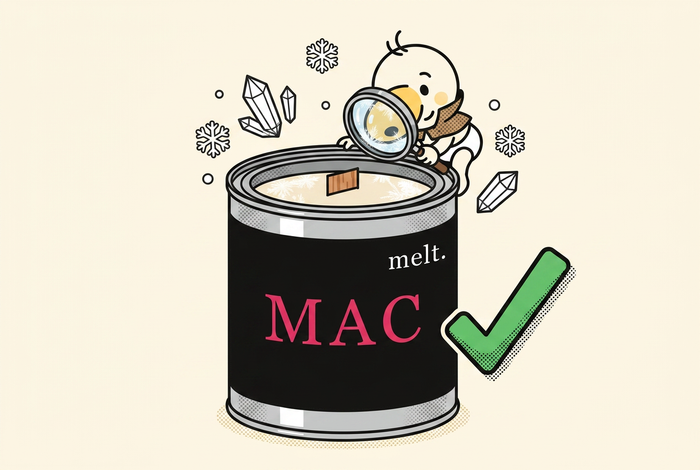 cartoon detective mascot examining harmless white frosting on a melt. soy candle's wax with a magnifying glass