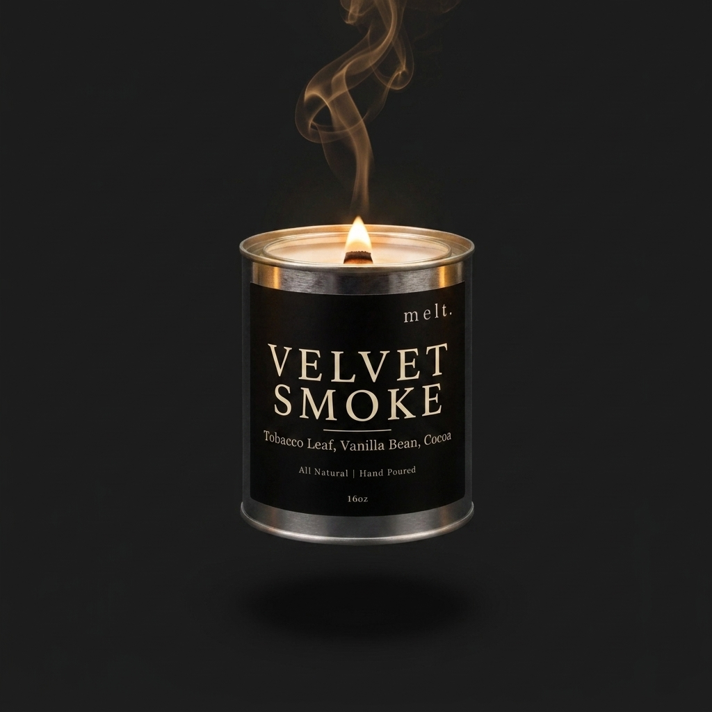 velvet smoke designer-inspired soy candle — 16oz paint can tin, matte black label