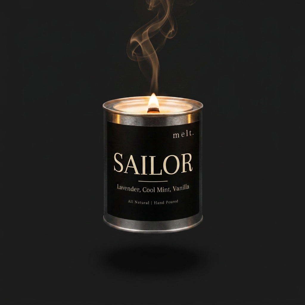 sailor designer-inspired soy candle — 16oz paint can tin, matte black label